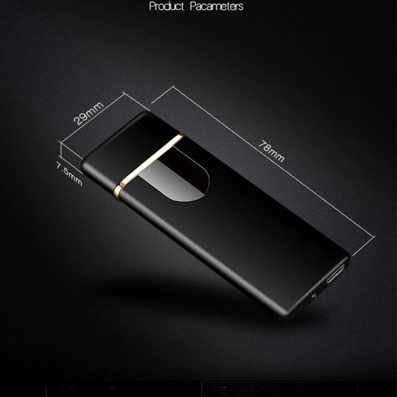 

Metal Touch Screen Induction Ultra-thin Charging Cigarette Lighter Double-sided Ignition USB Lighter Men's Smoking Accessories