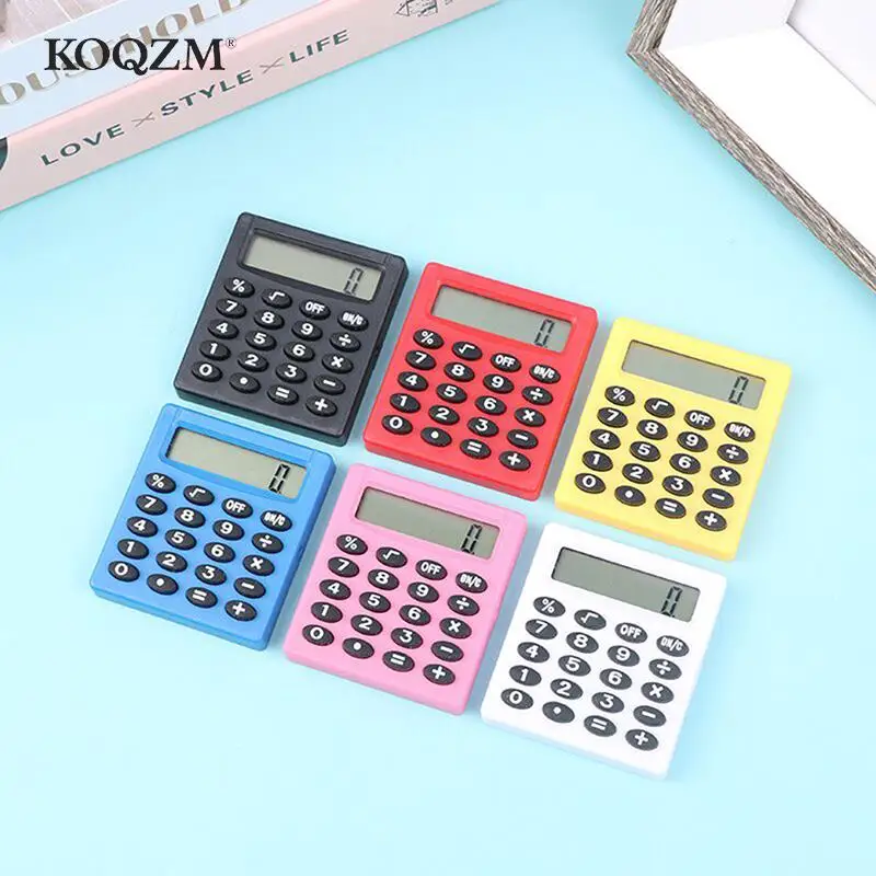 Mini calculadora de bolsillo de dibujos animados, tipo de bolsillo portátil, calculadora de baterías de monedas, transporte de Extras, calculadora de oficina escolar