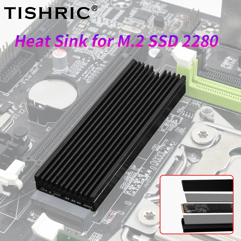 

TISHRIC Aluminum Alloy M.2 Solid State Drive 2280 Heat Dissipation Vest RAM Armor For M.2 NGFF 2280 PCI-E NVME SSD Radiator