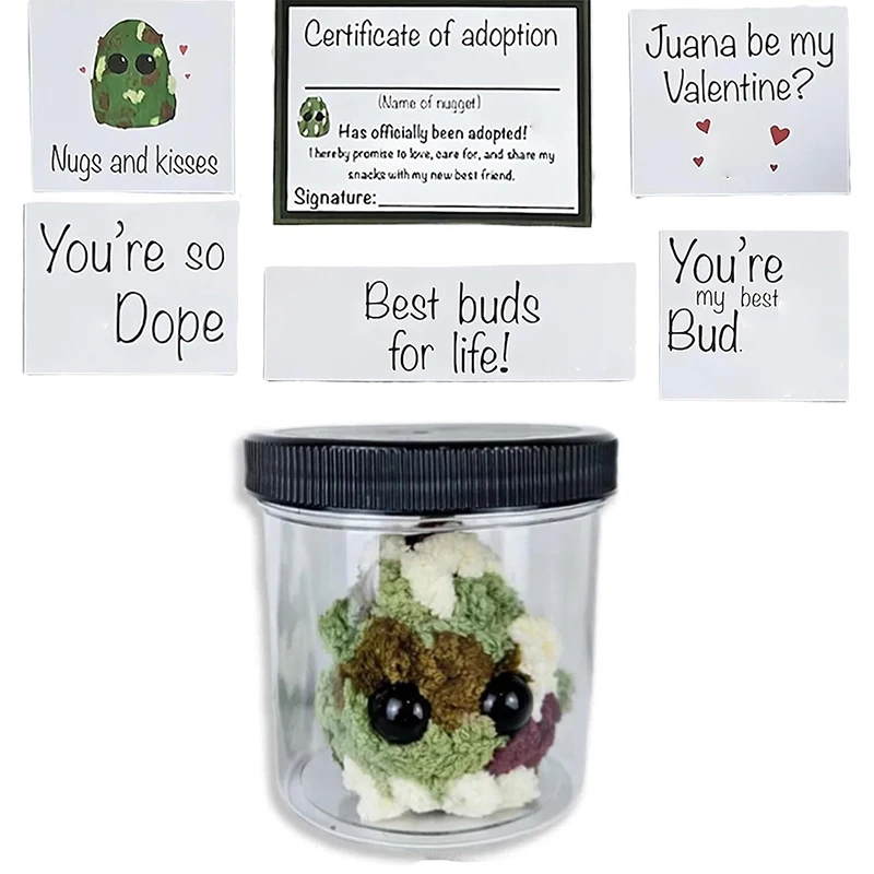 Adopt A Leaf Nugget Plushie Little Leaf Nugget Plushie With Encouragement Cards In A Jar Handmade Plush Stuffed Toys Best Buds