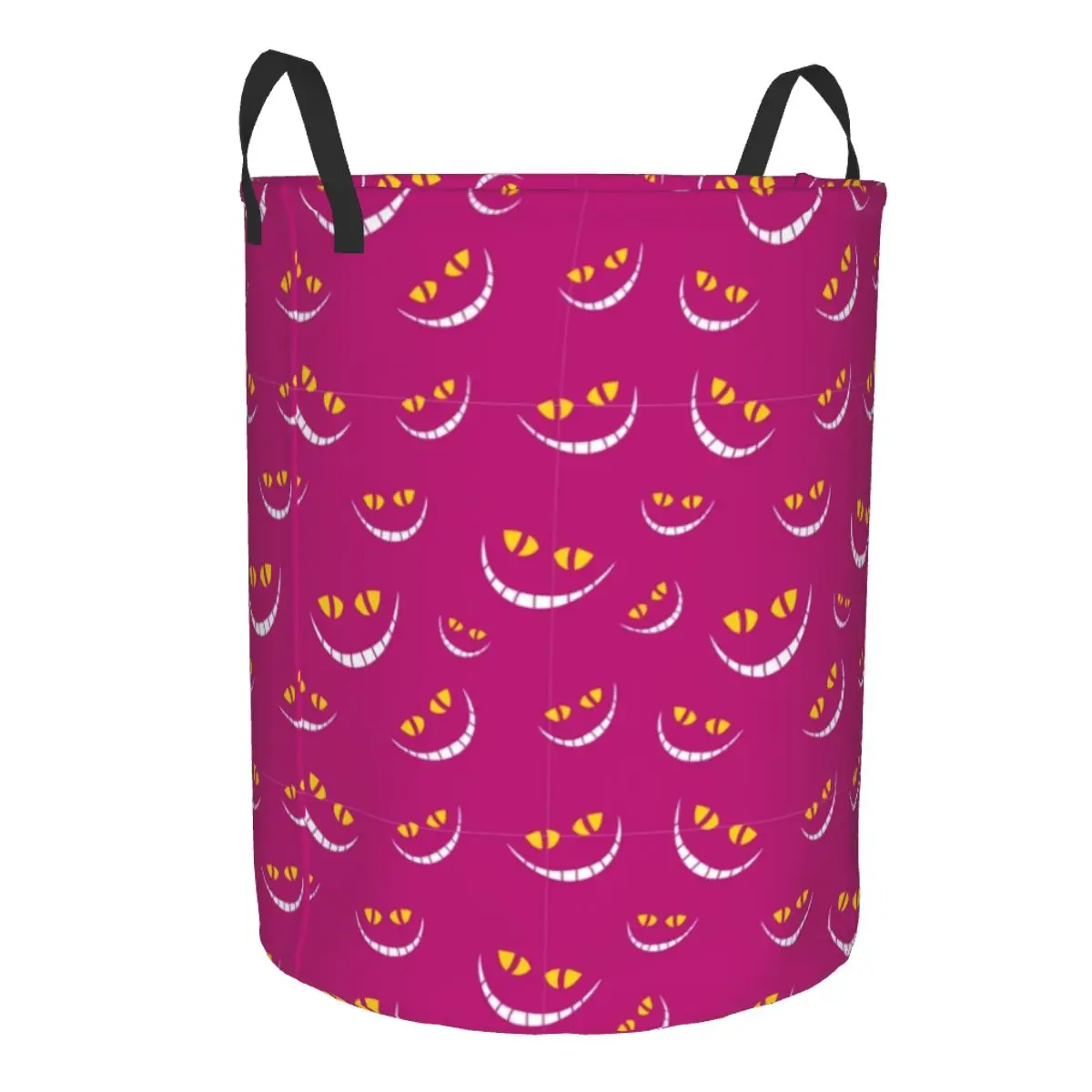 Custom Cheshire Cat Grin Pattern Laundry Hamper Large Clothes Storage Basket Toy Bin Organizer for Nursery