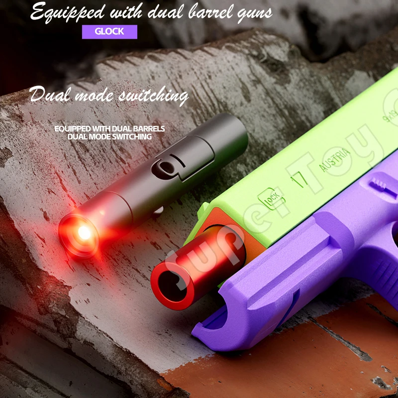 2024Laser Dual Function Glock Soft Bullet Automatic Pistol with Continuous Firing Shell Firing Model Toy Gun