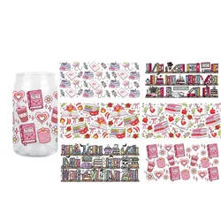 UV DTF 3D Books Transfer Sticker Fashion Gril Wraps Cup Colorful Series Bowknots 16 OZ Glass Cup Decals Fashion Women