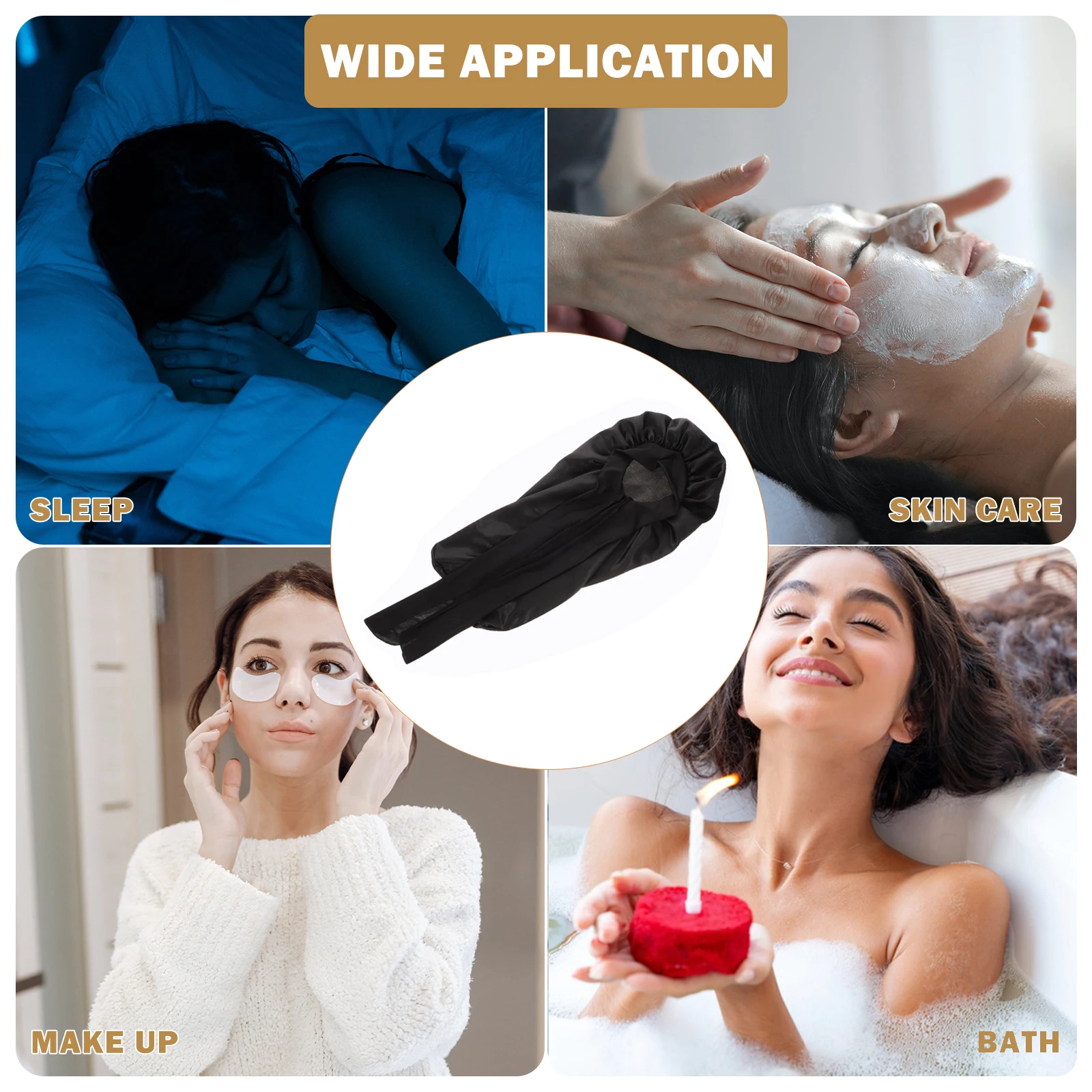 

Satin Bonnet Delicate Sleep Hat for Girl Decorative Practical Black Female Travel Lightweight Portable Long Hair
