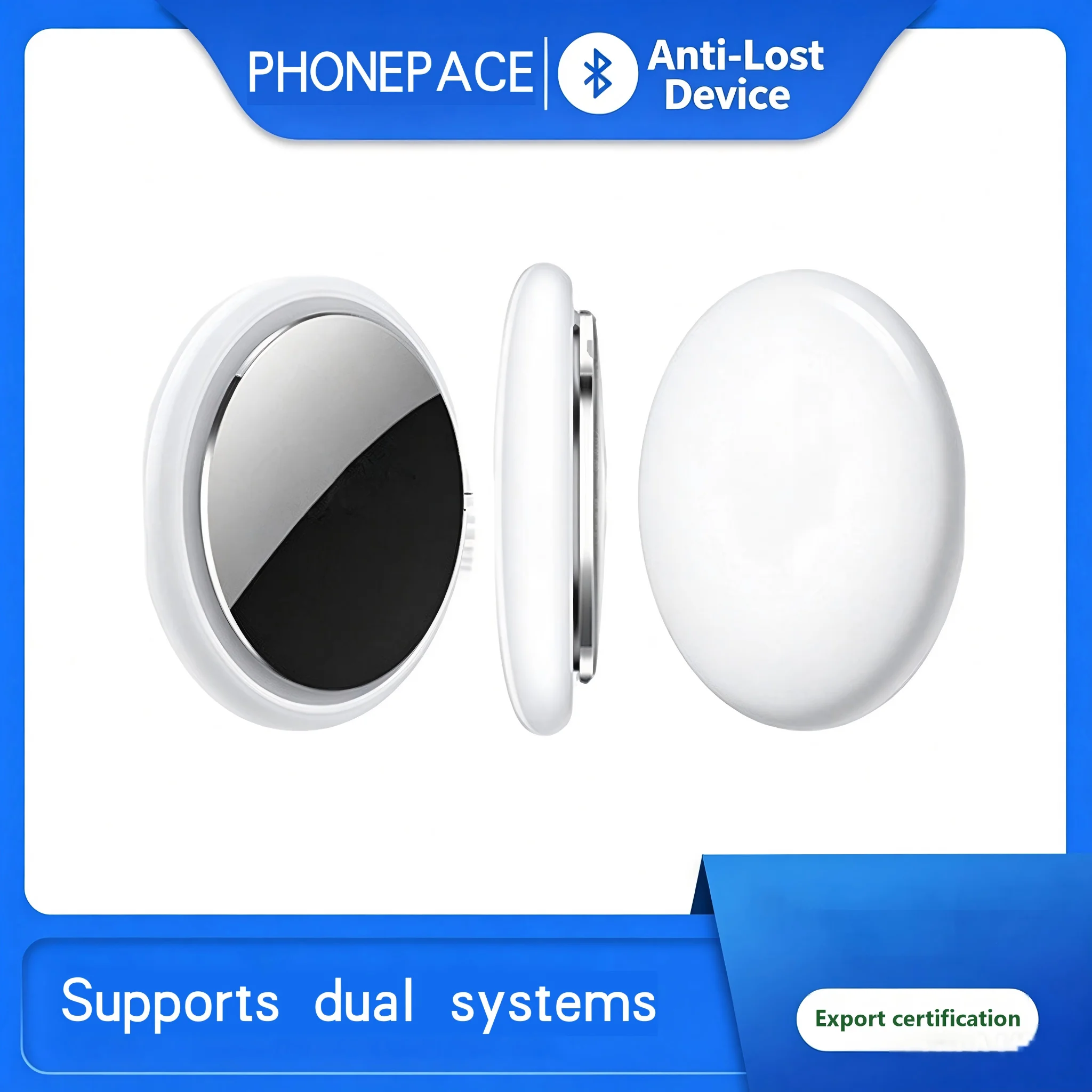 Rastreador Bluetooth Anti-Perda com Sistema Operacional Duplo, Compatível com iOS Find My e Android, Localizador com Alarme Sonoro para Chaves, Celulares e Itens Pessoais