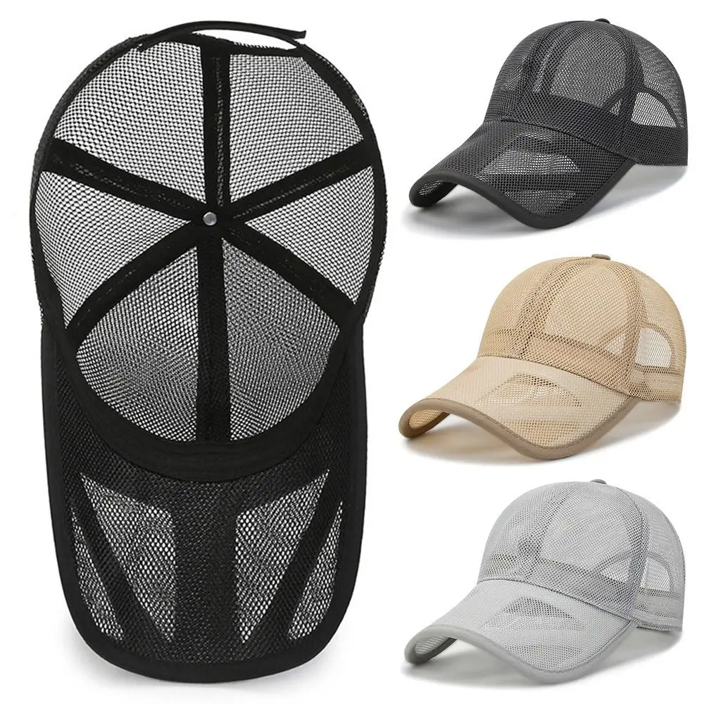 Summer Men Hat Openwork Brim Breathable Mesh Cap Outdoor Sports Sunscreen Baseball Women Sunhat Men QuickDry Fishing Running Hat