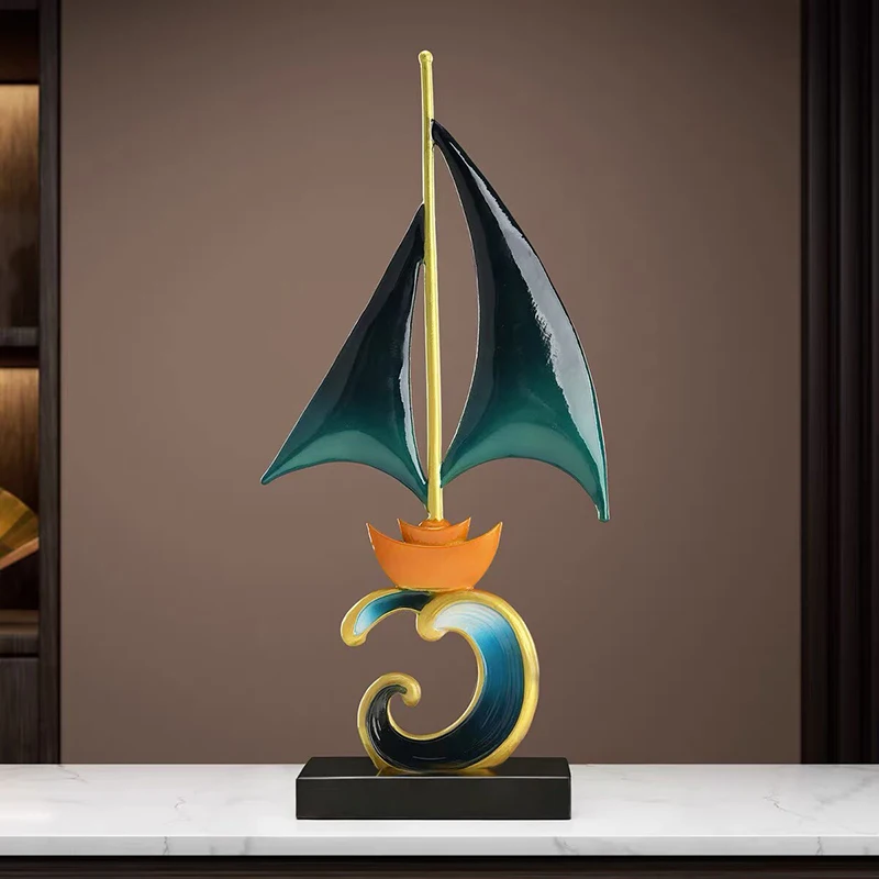 Home Decor Creative Smooth Sailing Statue Desktop Art Ornament Living Room Wine Cabinet Decor Office Decorative Lucky Sculpture