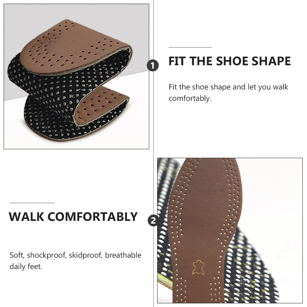 

2 Pairs Non-slip Insoles Breathable Absorb Sweat Durable Designed Men Pads Soft Shockproof Skidproof Comfortable Daily Use Fit