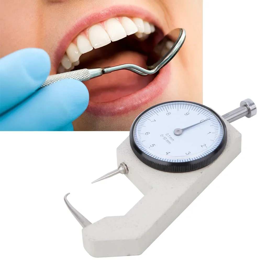 Medidor de espesor de Dial multifunción de 0-10mm, calibrador de tubo de punta curva, medidor de espesor de cabeza de punto, herramientas de reparación Dental