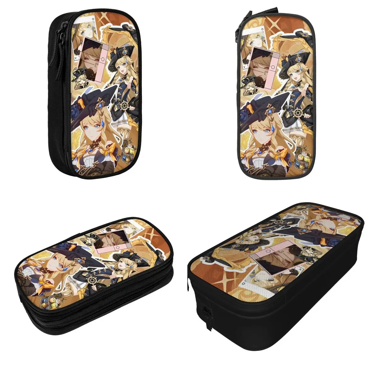Large Pencil Pouch Genshin Impact Game Office Supplies Double Layer Pen Case Girl Make Up Bag Suprise Gift