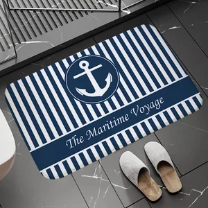 Chic Nautical Anchor's Toormat, Boot, marine blaue Streifen, Badezimmer, Nicht -Flip -Teppich, langer Korridorteppich, kundenspezifischer Küchenteppich, Wanne 11 Hauptverkäufe Nautische Teppiche - №7