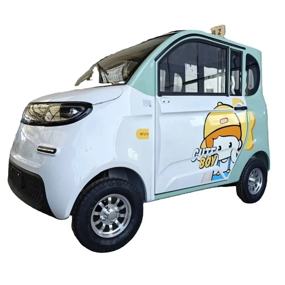 Family 4-Wheel Electric Car with Passenger Seat - Left Rudder Design Fully Enclosed Slow Moving Adult Driving Vehicle