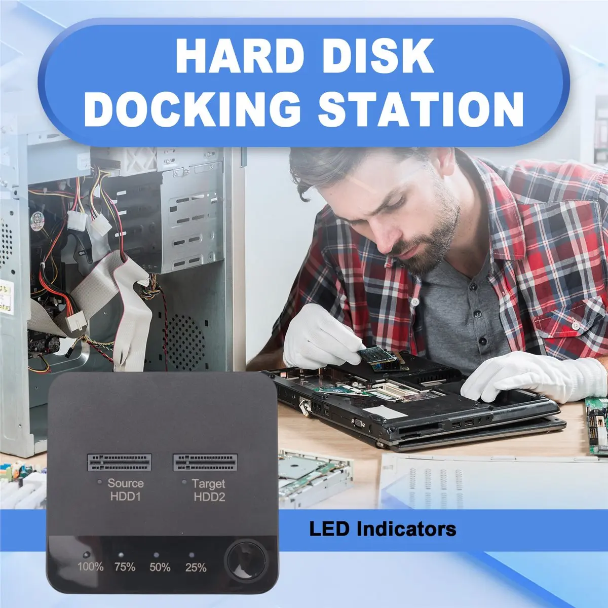 A43M M.2 SATA Duplicator M.2 SATA Dual Bay SSD Enclosure External Hard Disk Docking Station with Clone for M2 HDD SSD Reader