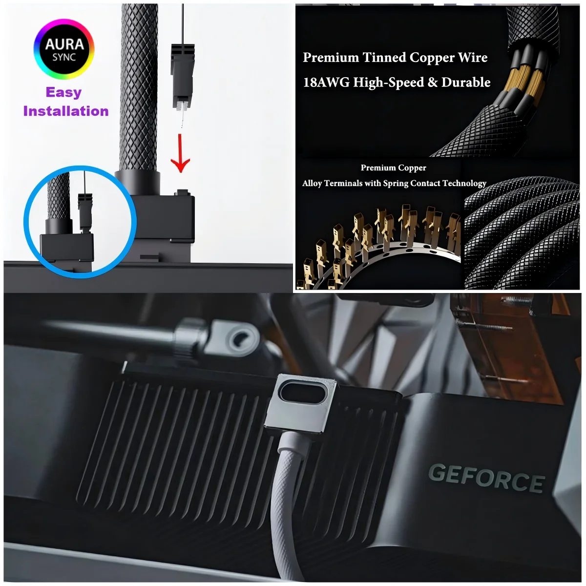 AIJS GPU16PIN Modular Cable,12VHPWR ARGB with 5V 3Pin,18AWG 90° Right-Angle Male to Male Design, 5090 / 3070 Is Not Applicable