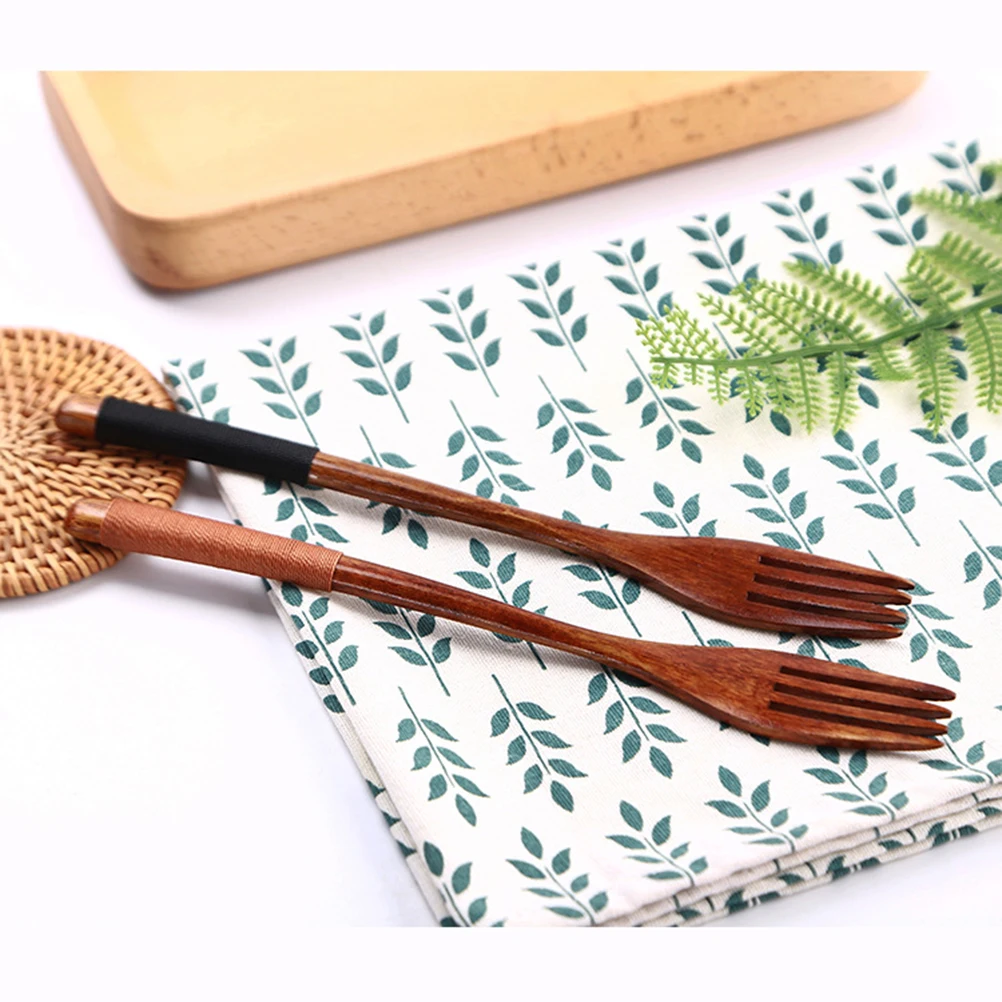 

6 Pcs Kids Wooden Forks Easy Clean Children Food Utensil Daily Dining Gatherings Camping Parties Home Kitchen Barware