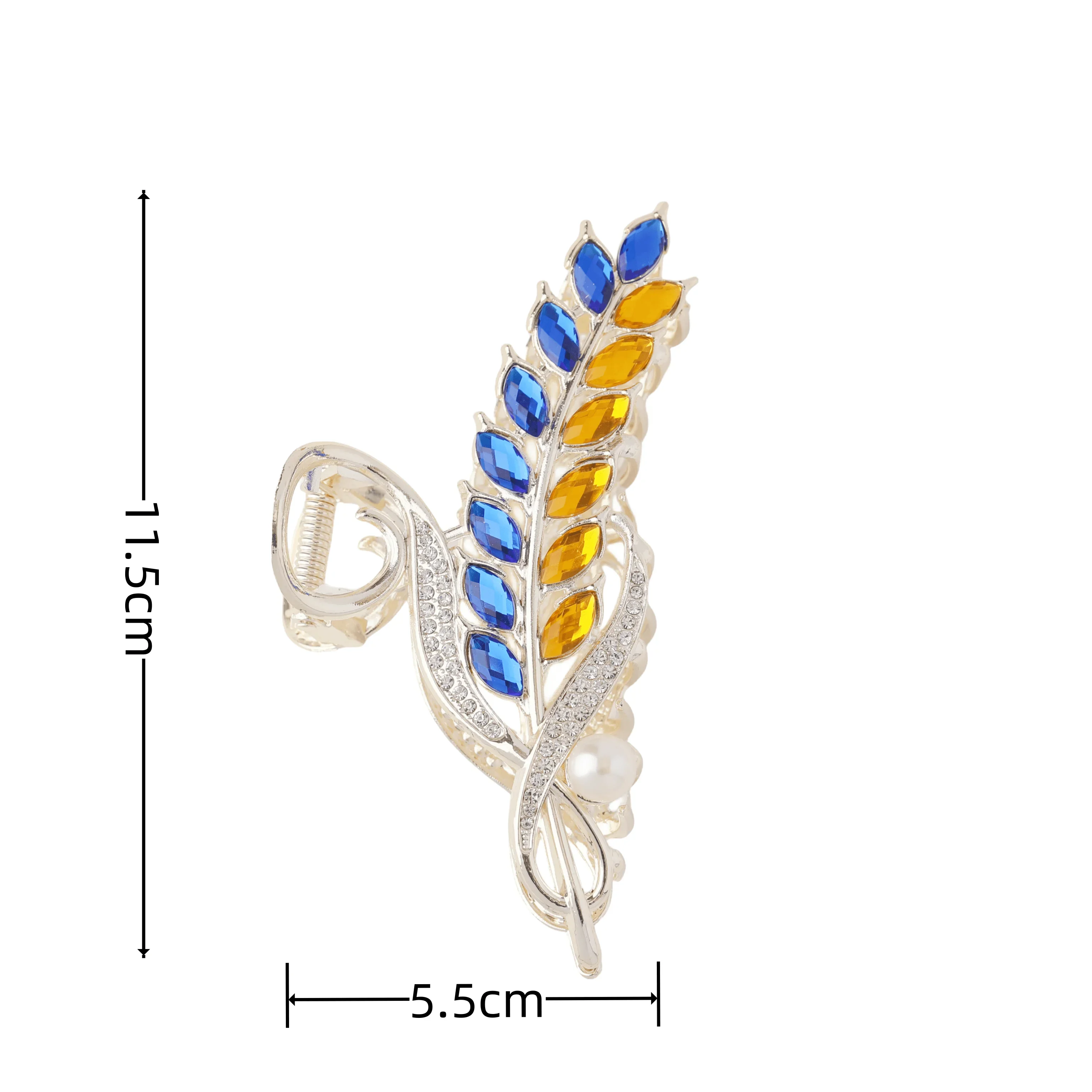 Dmari Women Hair Claw Clips Ukrainian Flag-inspired Clasps Ear of Wheat Hairpin Luxury Jewelry Accessories For Women