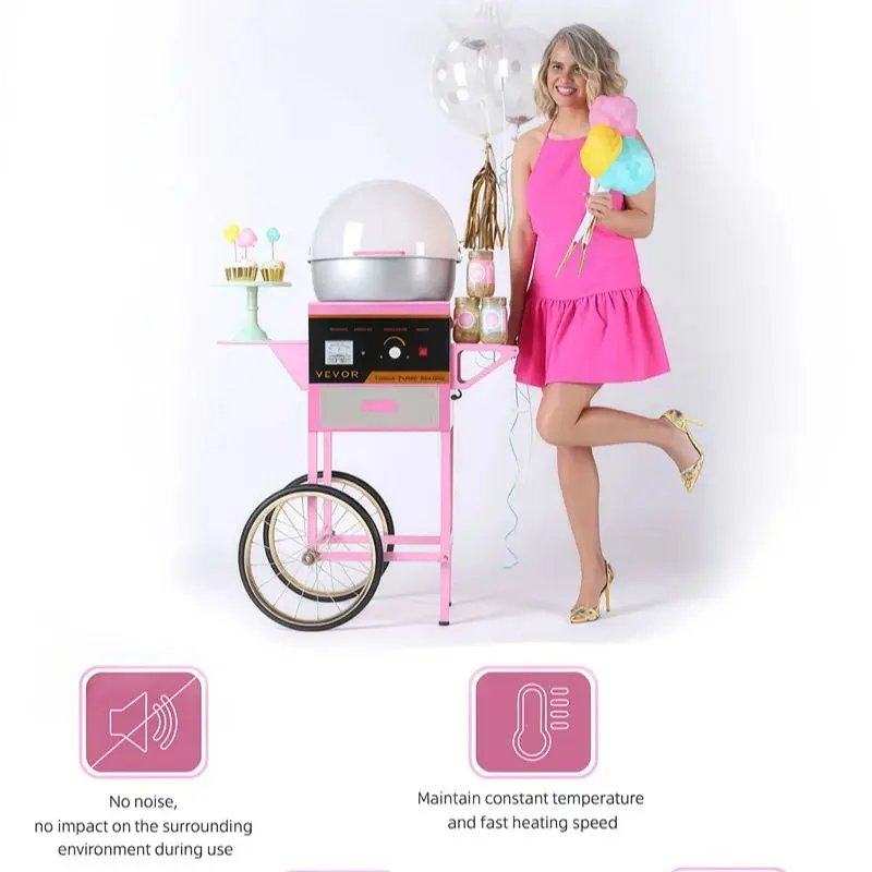 Máquina profesional totalmente automática de algodón de azúcar, armario individual eléctrico, carrito comercial para niños, nuevo, 110V