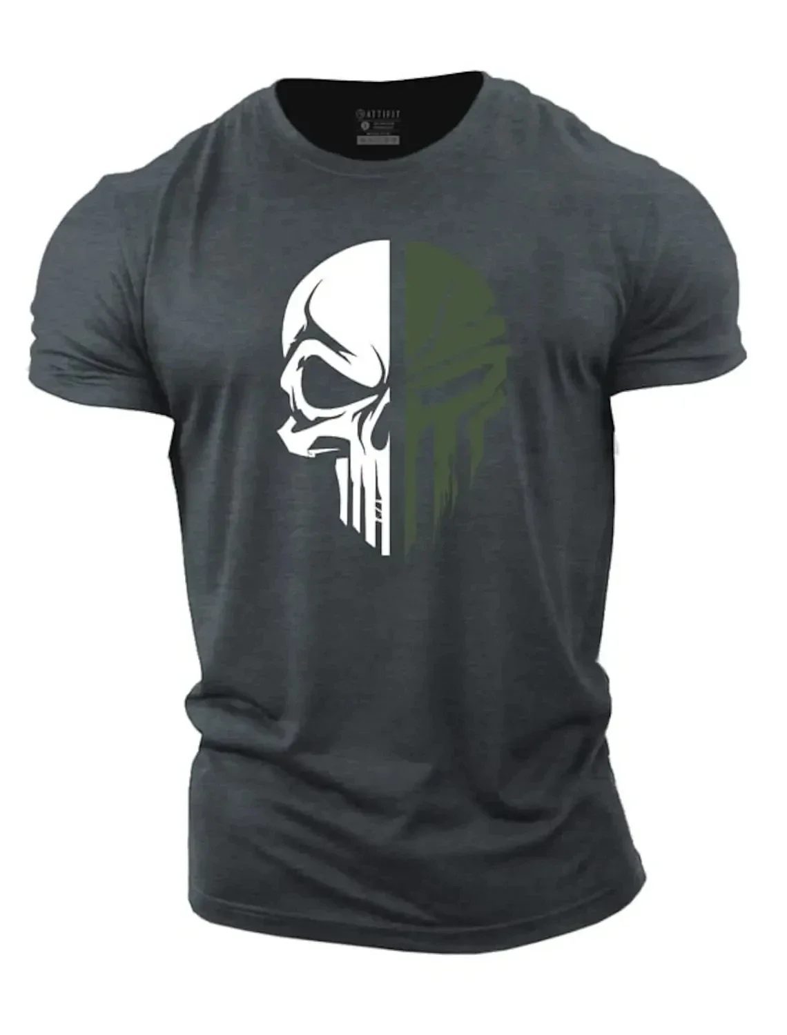 Fashion Tshirt for Men 3D Print Military Skull Dropped TShirt Oversized Gym Short-Sleeved Sportswear Men Clothing Sport Top Tees