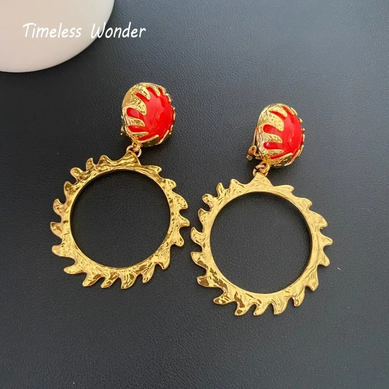 Timeless Wonder Fancy Geo Resin Statement Clip on Earrings for Women Designer Jewelry Runway Rare Luxury Brand Top Gift Mix 6236