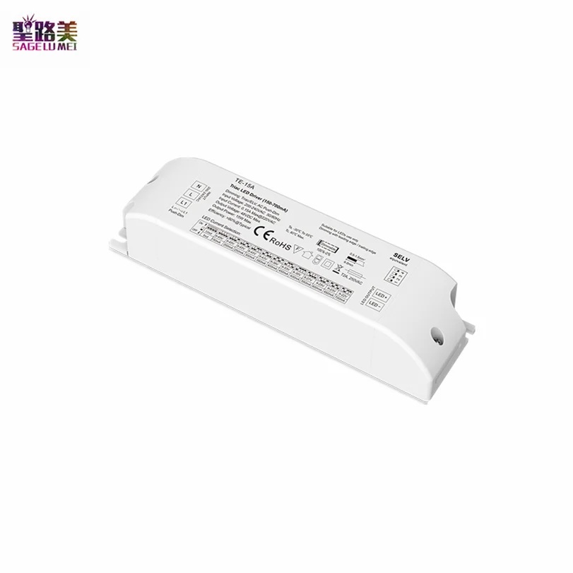 AC220V To 10-45VDC 15W 150MA-700MA Triac Dimmable LED Driver Constant Current  DIP Switch Transformer For Downlight Spotlight