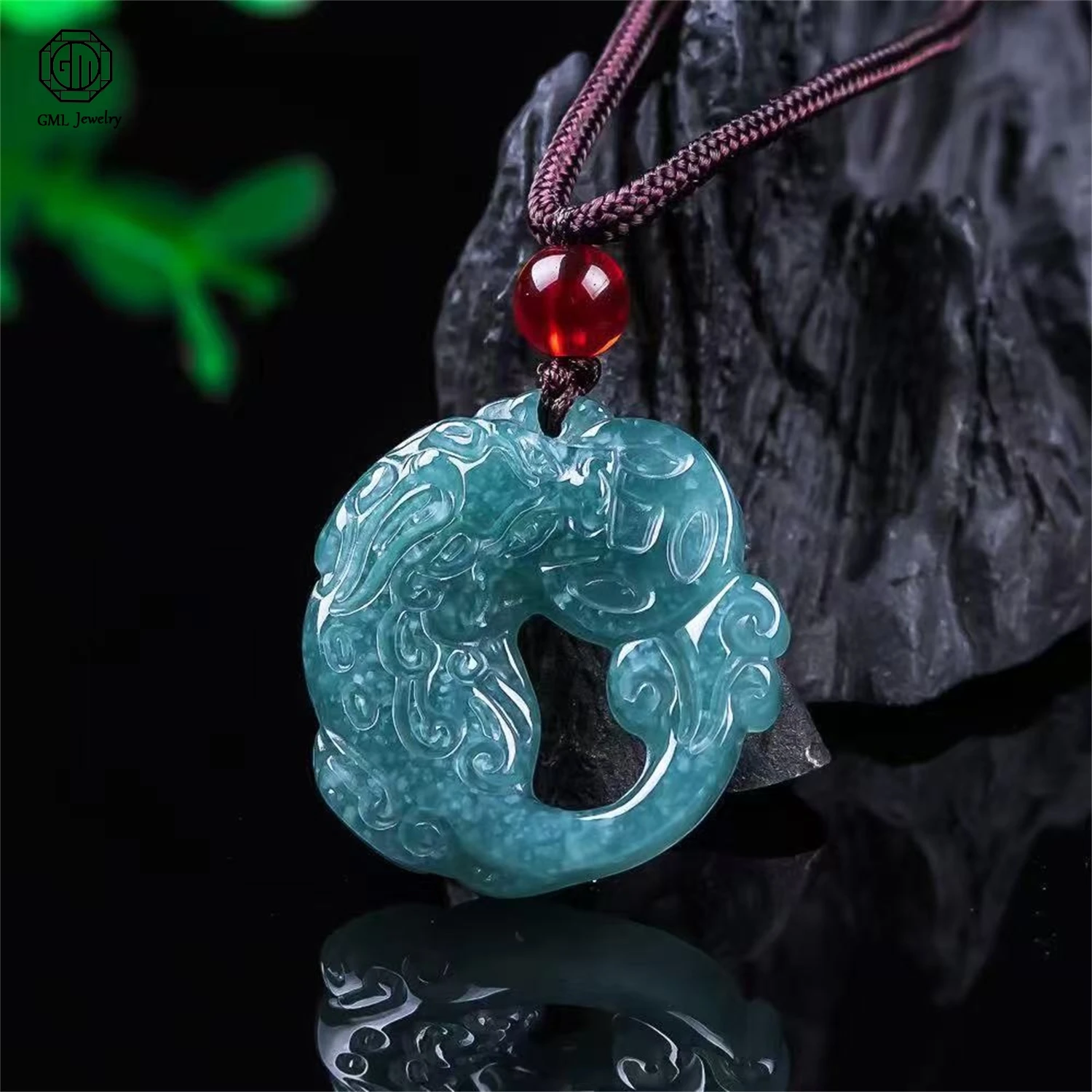 

Натуральный нефритовый кулон Пи Сю «Слиток денег» из жадеита синего цвета, класс А, унисекс, для мужчин и женщин, ювелирное украшение для вечеринок, подарок