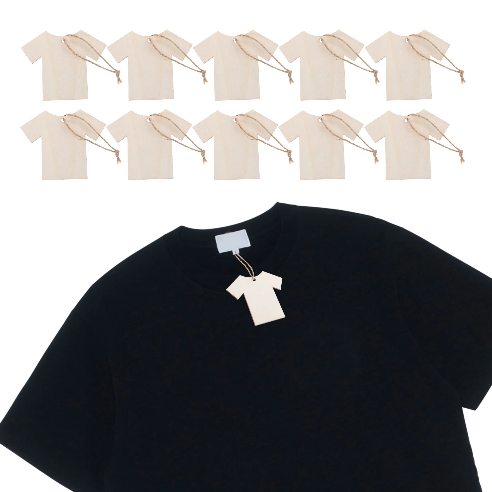 

20Pcs Wooden T Shirt Cutout Tags Blank DIY Labels for Clothing Retail Display Wedding Party Craft Clothing Labels