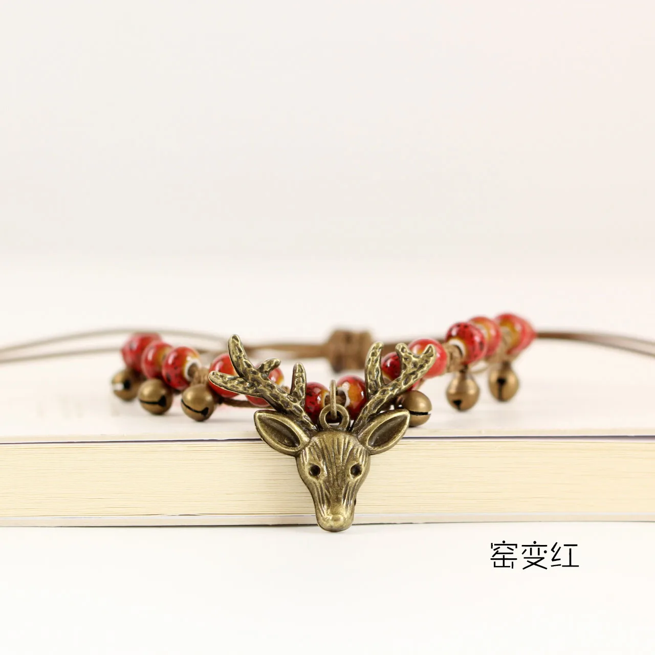 Elk Ceramic Little Fawn Bracelet for Women, Hand Made DIY Bracelets, Retro Artware, Girl Gift, Fashion Jewelry, #1265
