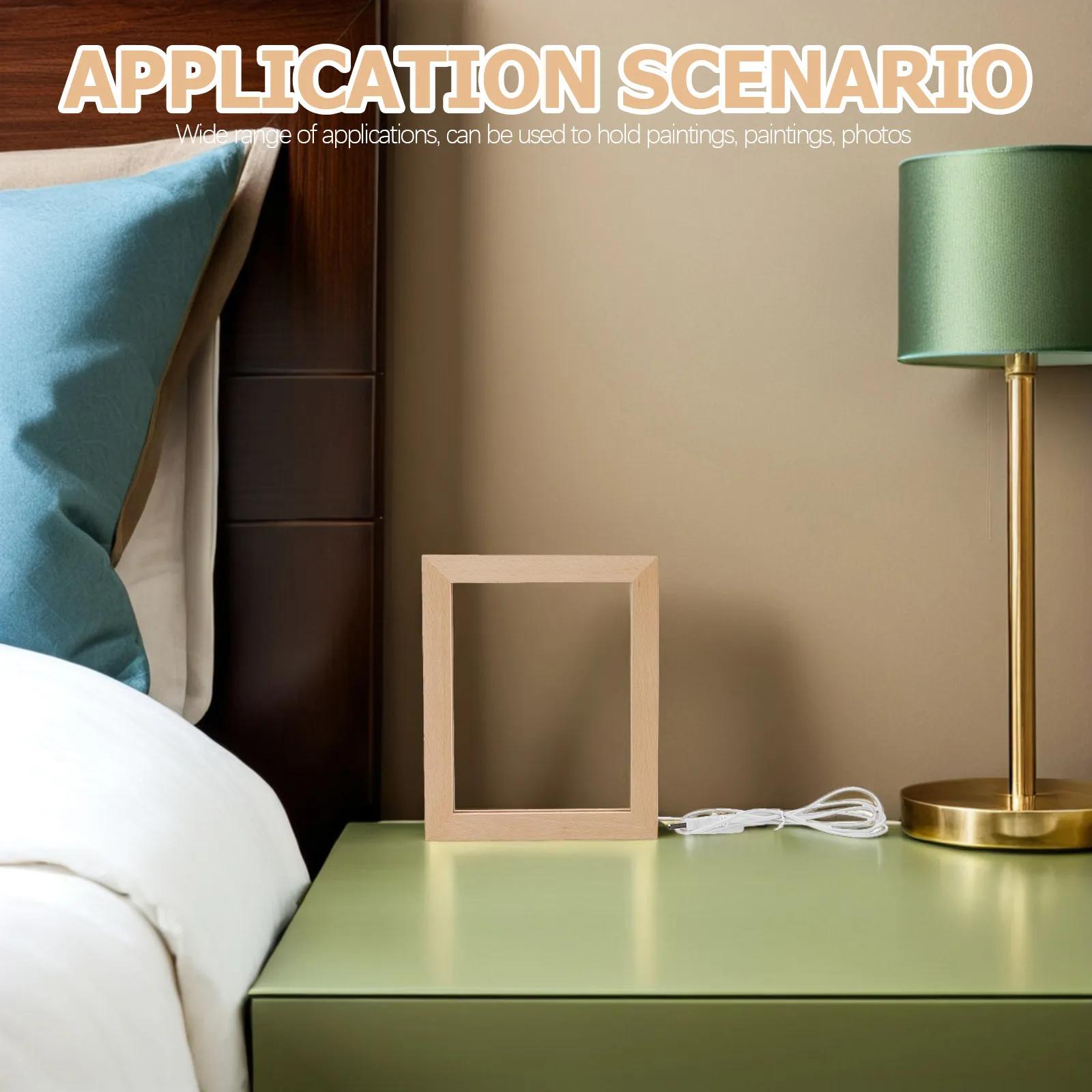 Wooden LED Light Photo Frame Unique Table Picture Holder Desktop Luminous Photo Display Frame Warm Romantic Home Decor Accent