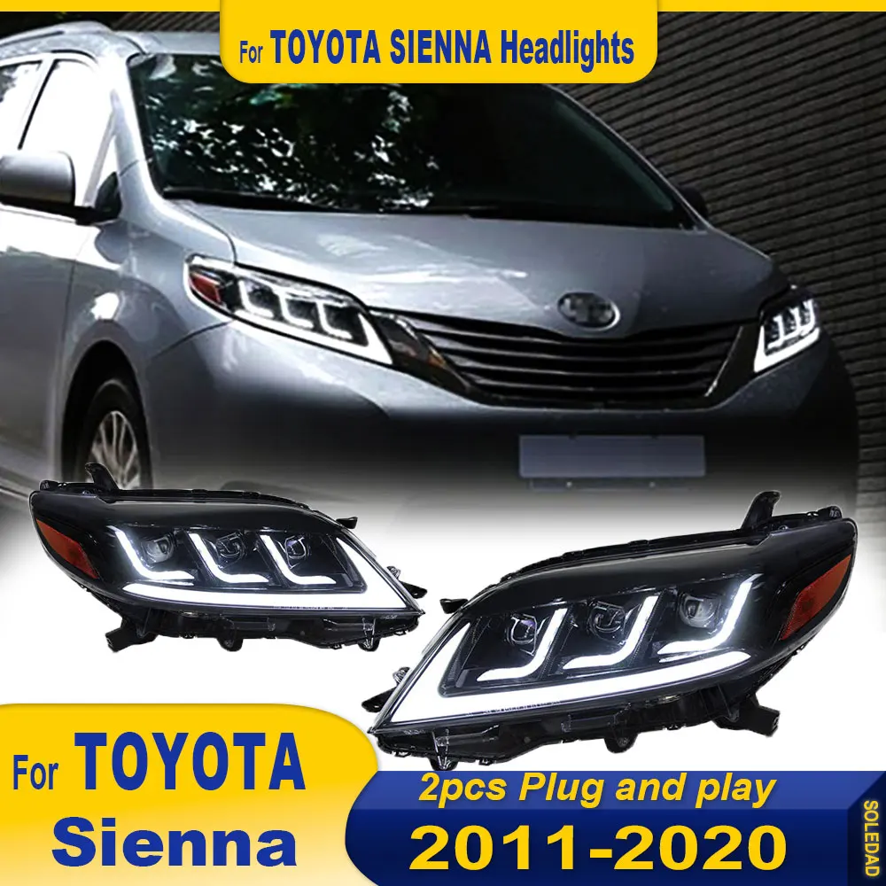 Full LED HeadLamp for Toyota Sienna LED Headlight 2011-2019 Headlights Sienna DRL Turn Signal High Beam Angel Eye Projector Lens