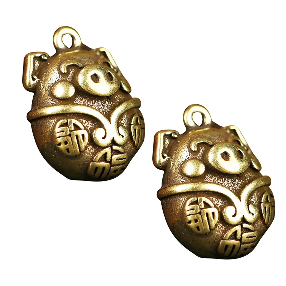 

2Pcs Key Chain Pendants Metal Decor Hanging Accessories Creative Pig Shape Durable Lightweight Gift School Bag Pendant