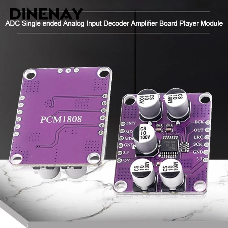 24bit Amplifier Board Player Module 105dB SNR Audio Stereo ADC Single-Ended Analog-Input PCM1808 Decoder
