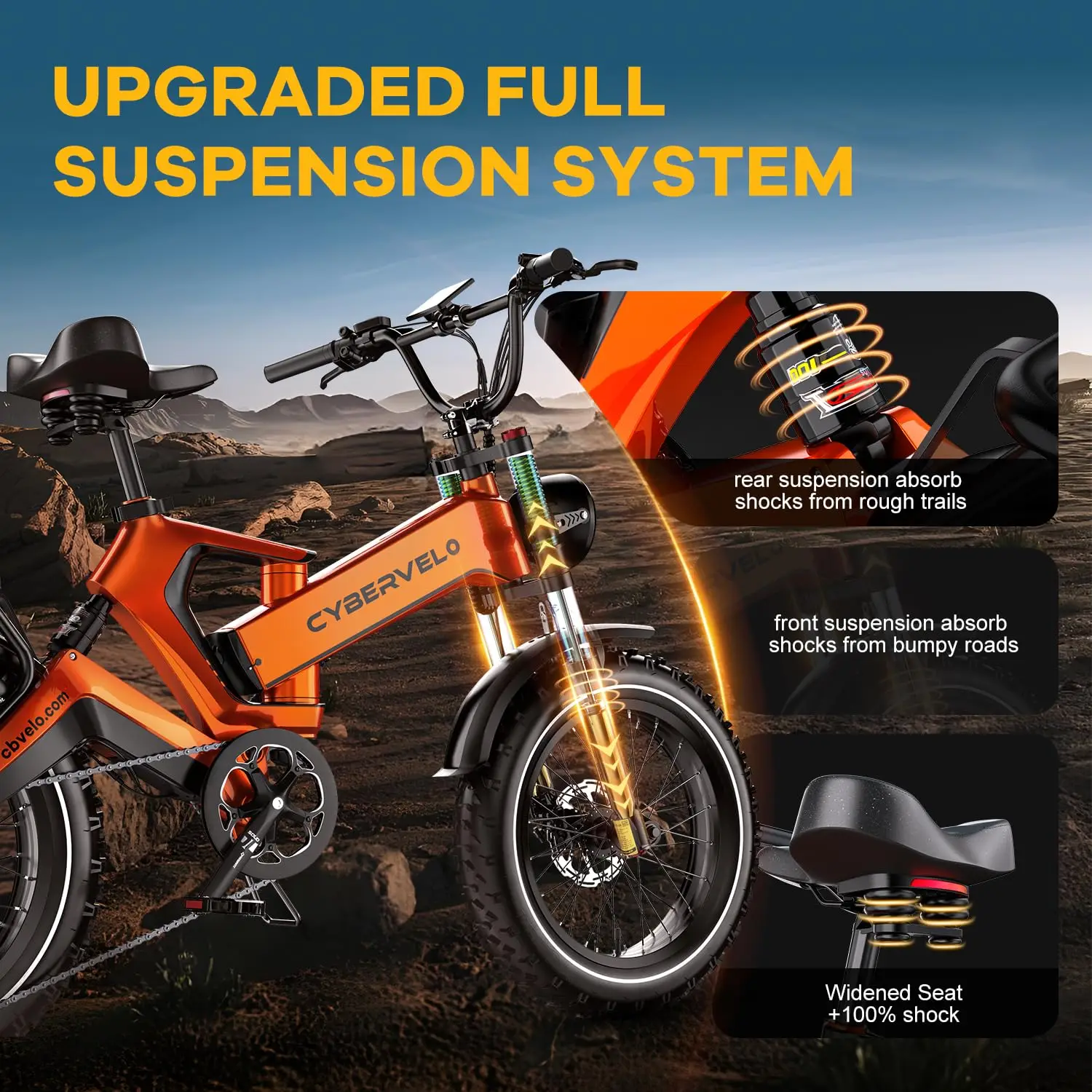 2000W Peak Folding Electric Bike Cybervelo EK6 Adults 30+MPH 48V 25Ah  Removable Battery 20" Fat Tire Off Road E-bike - AliExpress 18
