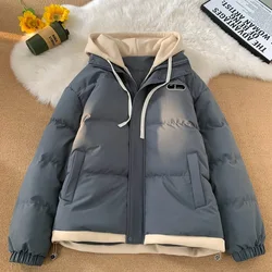 Fake Two Piece Cotton Jacket Men Women, Winter New Style Thick Cotton Jacket Bread Jacket Hooded Loose Cotton Jacket 2024 Winter