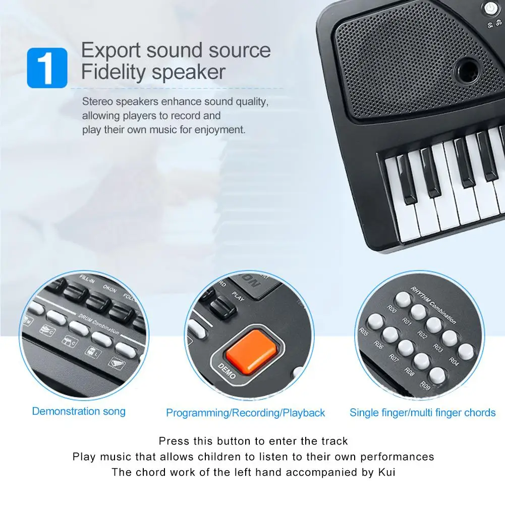 Electronic Piano Piano Children\'s Toys With Microphone Puzzle Ability Gifts Singing -function Improve Music Multi Coordinat Q1V7