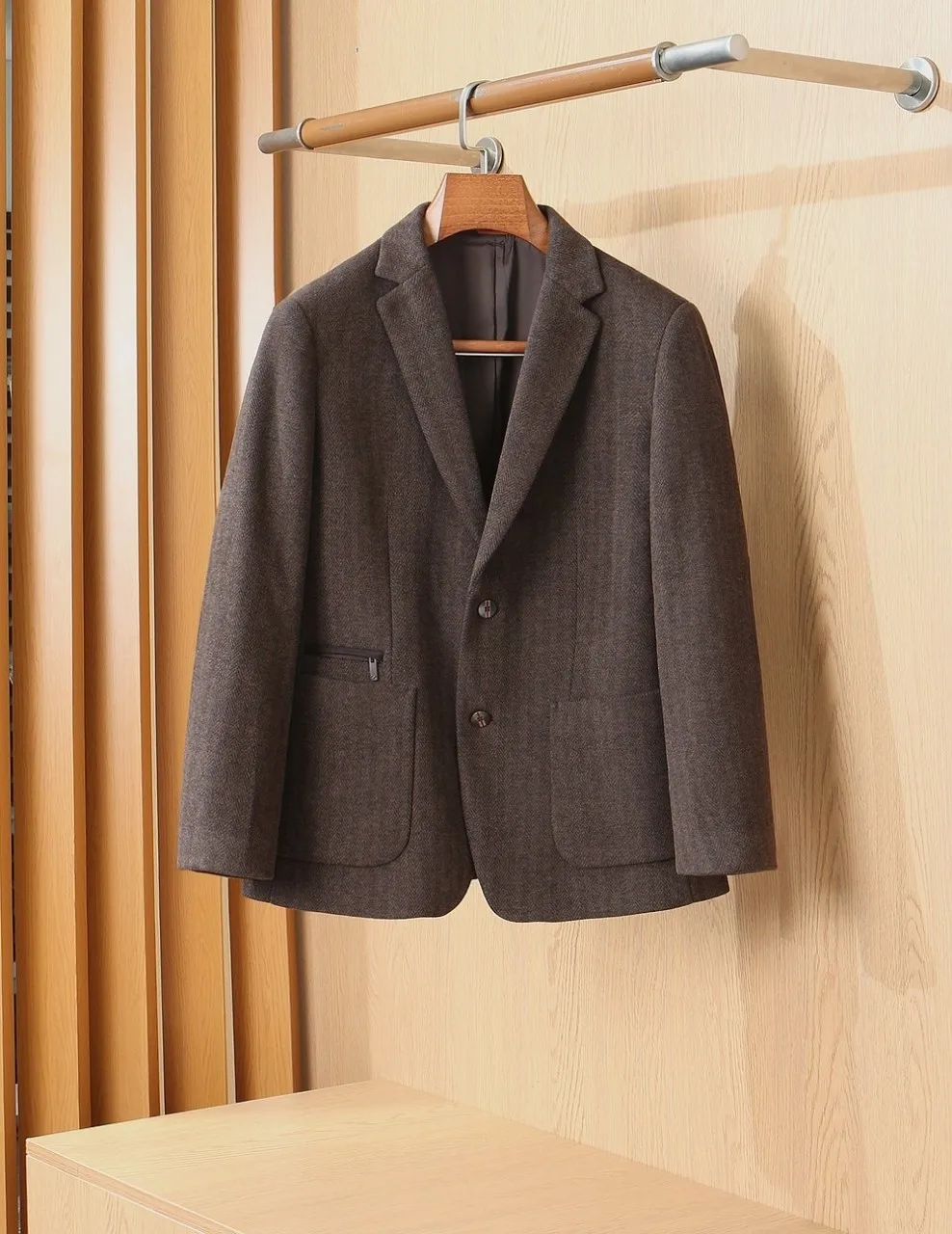 Men Casual Blazer Suit Jacket Business Wool Comfort Fit 2026 Autumn Winter