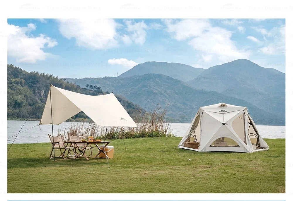 Naturehike Kabi Schnellöffnungs-Zelt für 4 Personen Klasse A Babyfreundlicher Stoff Silberbeschichtet Wasserdicht für Outdoor-Familien-Camping Park – Detail 14