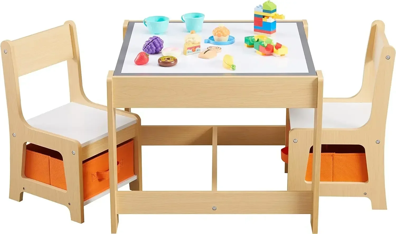 

Kids Table and Chair Set,Storage Drawer for Toddlers Drawing, 2 in 1 Detachable Tabletop Table and Chair Set for Home