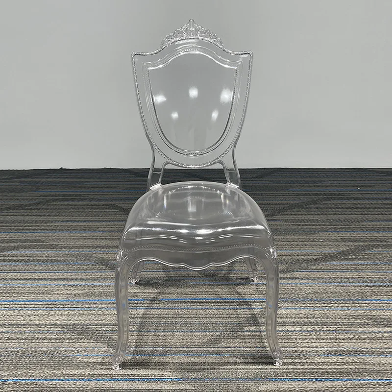 

Stylish and simple European family dining chair hotel acrylic transparent crystal princess chair wedding banquet pc plastic chai