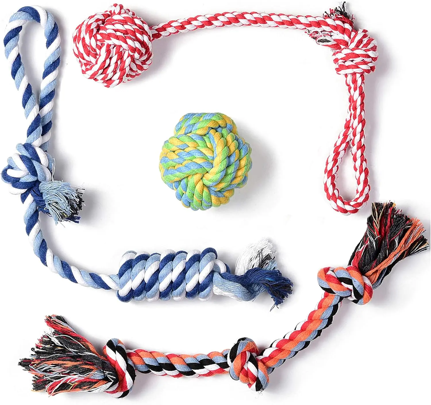 

Игрушки из 4 веревки для собак, прочный хлопковый жевательный буксир для щенков при прорезывании зубов, интерактивная игра в помещении и на открытом воздухе для маленьких и средних собак