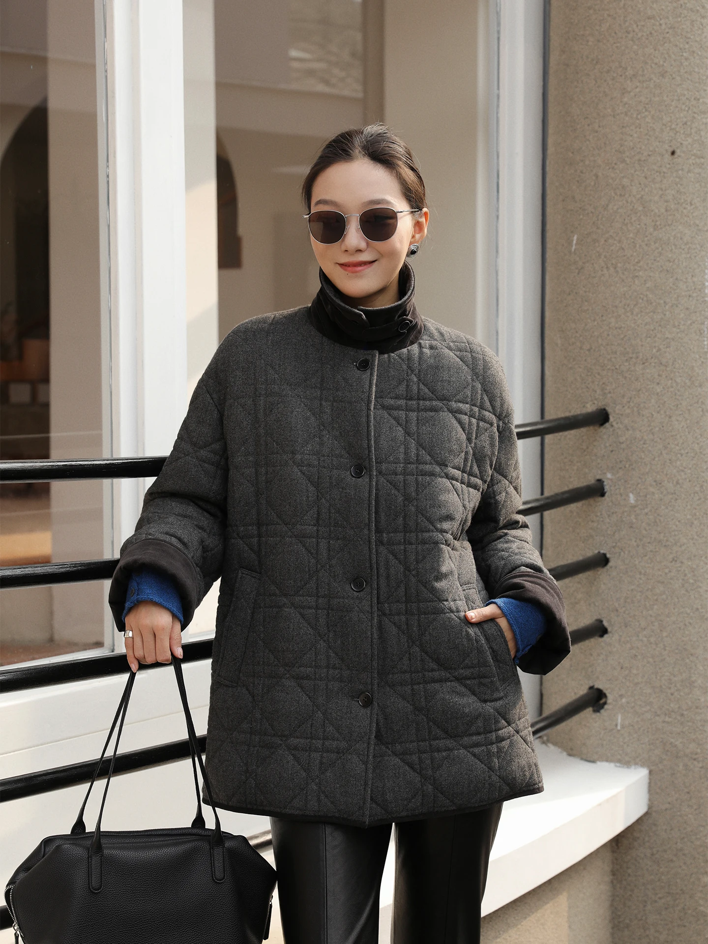 

Retro Color Blo Goose down Jaet Women's Thiened Warm Mid-Length Quilted Coat Winter New Sle Zhouzhou Faion Outerwear