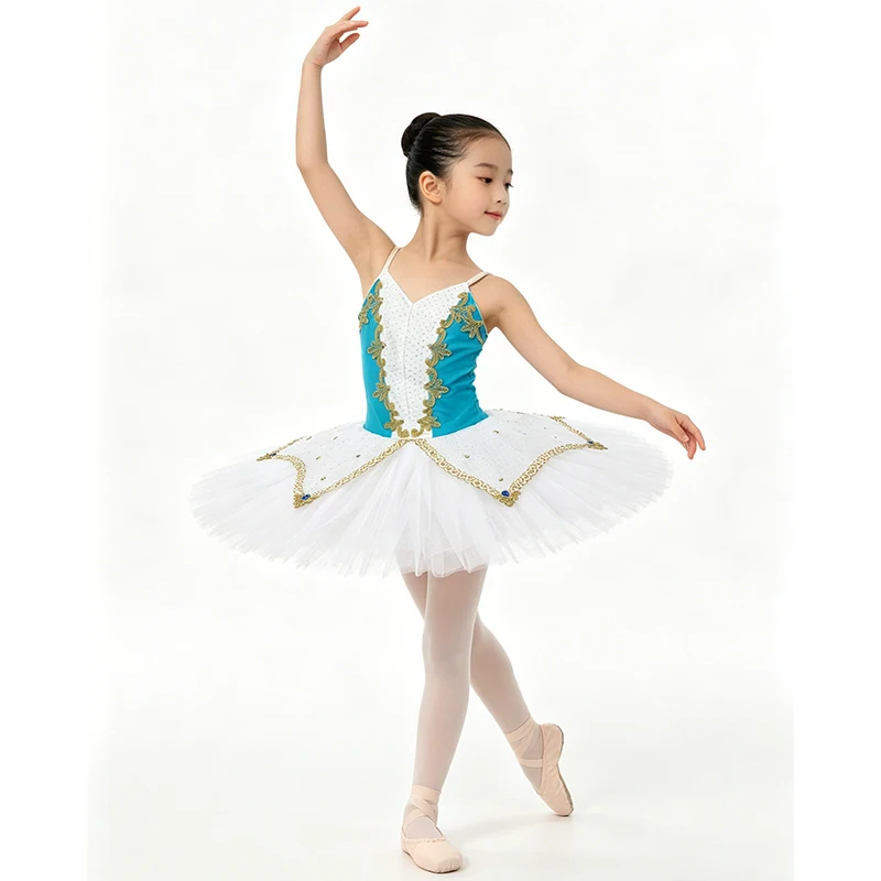 

Akeylia cyan white professional ballet tutu dress women Nutcracker performance pancake tutu classical girls BLST20132