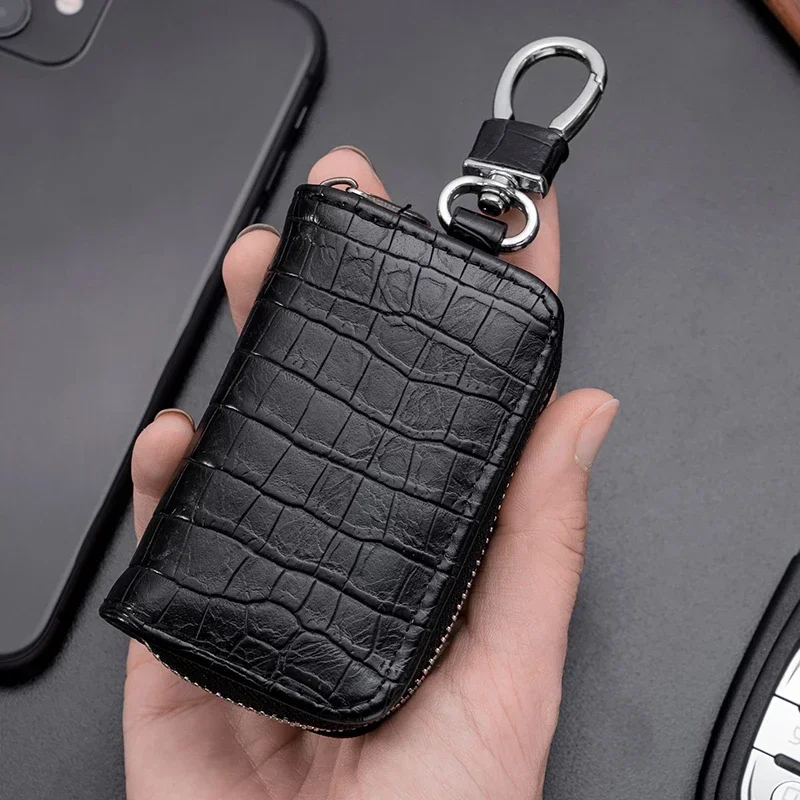 1PC Torba na kluczyk samochodowy Biznes Uniwersalny nadruk krokodyla Pokrowiec ochronny Zamek błyskawiczny Torba do przechowywania kluczy samochodowych Produkty do dekoracji wnętrz — zdjęcie 3
