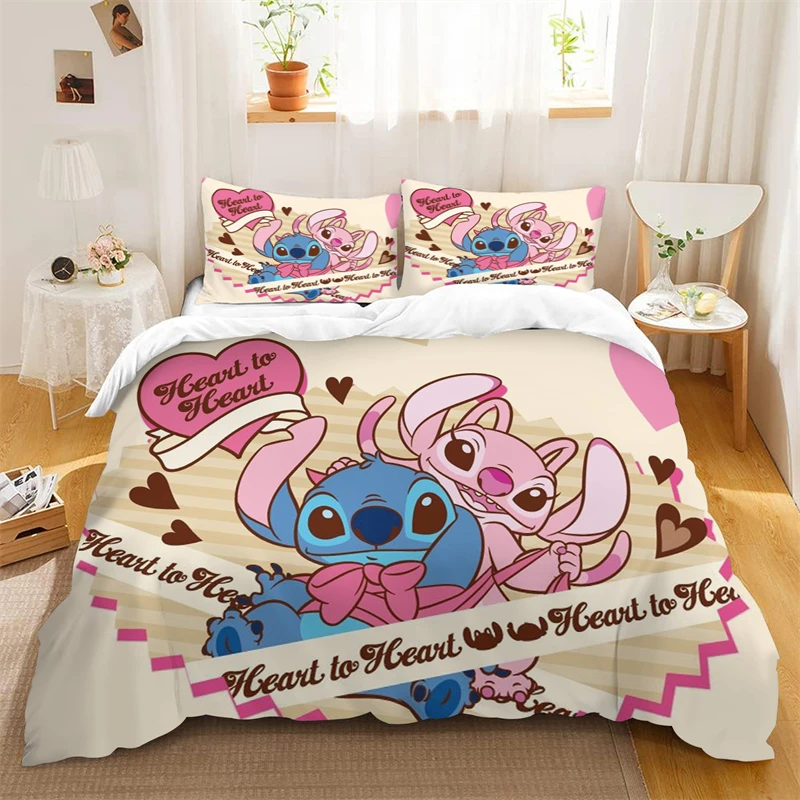 Duvet Cover Stitch Lilo Heart To Heart Love for A Lifetime Soft and Comfortable Children's Room Decoration Single Double Bed