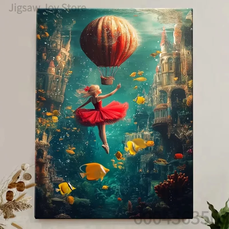 Fantasy Art Jigsaw Puzzle, Underwater Ballerina, Moonlit Dancer, Alice Clock Garden, Magic Library Girl, 500-2000Pcs