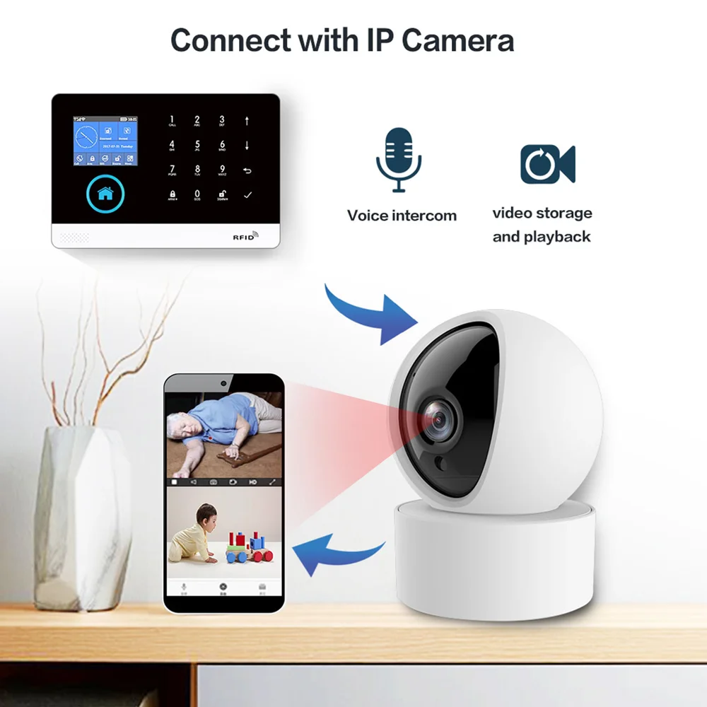 Tuya Alarm System WIFI GSM Burglar Home Security With PIR Motion Sensor and Door Sensor Smart Life App Control