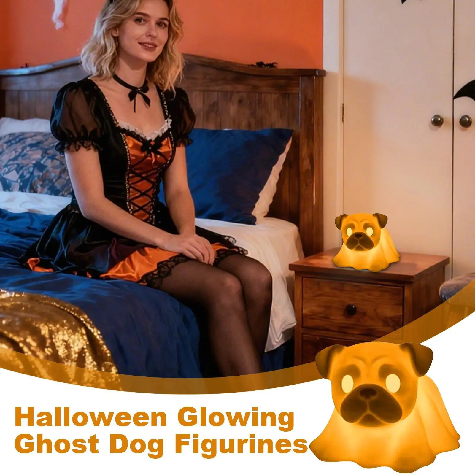 

Ночник для собаки на Хэллоуин, светящаяся такса, призрак, светодиодная лампа, милый домашний декор для крыльца, кухни, квартиры, бара, гостиной, окна