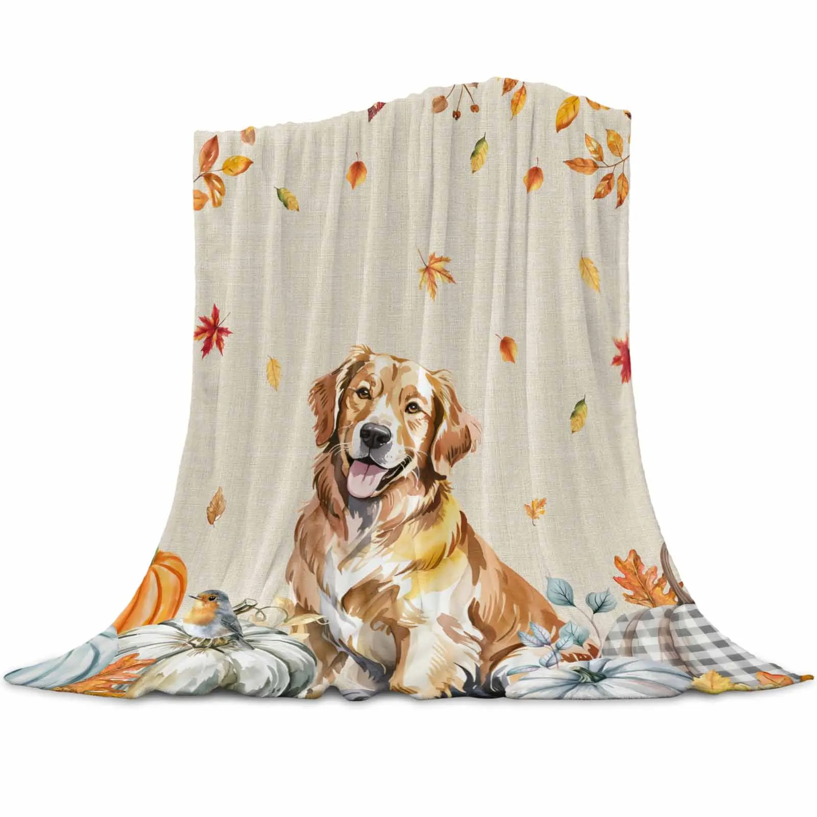 

Thanksgiving Autumn Pumpkin Dog Throws Blankets for Sofa Bed Winter Soft Plush Warm Family Friends Holiday Gifts