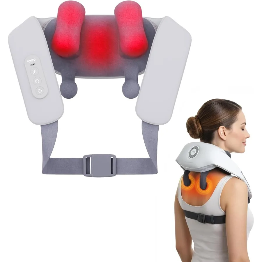 

Shiatsu Neck and Back Massagers with Heat 150 Mins Uses 4 Modes and Adjustable Massage Head Electric 3D Deep Tissue Kneading fo
