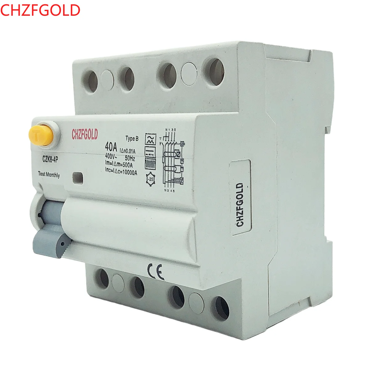 NEW CHZFGOLD Type B RCCB 63A 4 Pole ELCB Earth Leakage Circuit Breaker DC RCD 4P 40A 63A 30mA