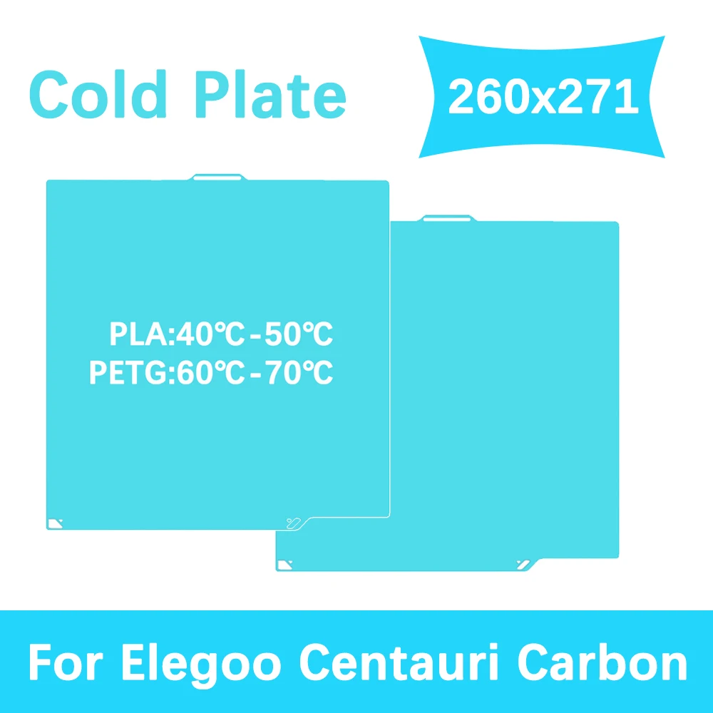

Cold Plate For Elegoo Centauri Carbon 260x271mm Hotbed Glacier Spring Steel Sheet High Viscosity Two Sided Printing Build Plate